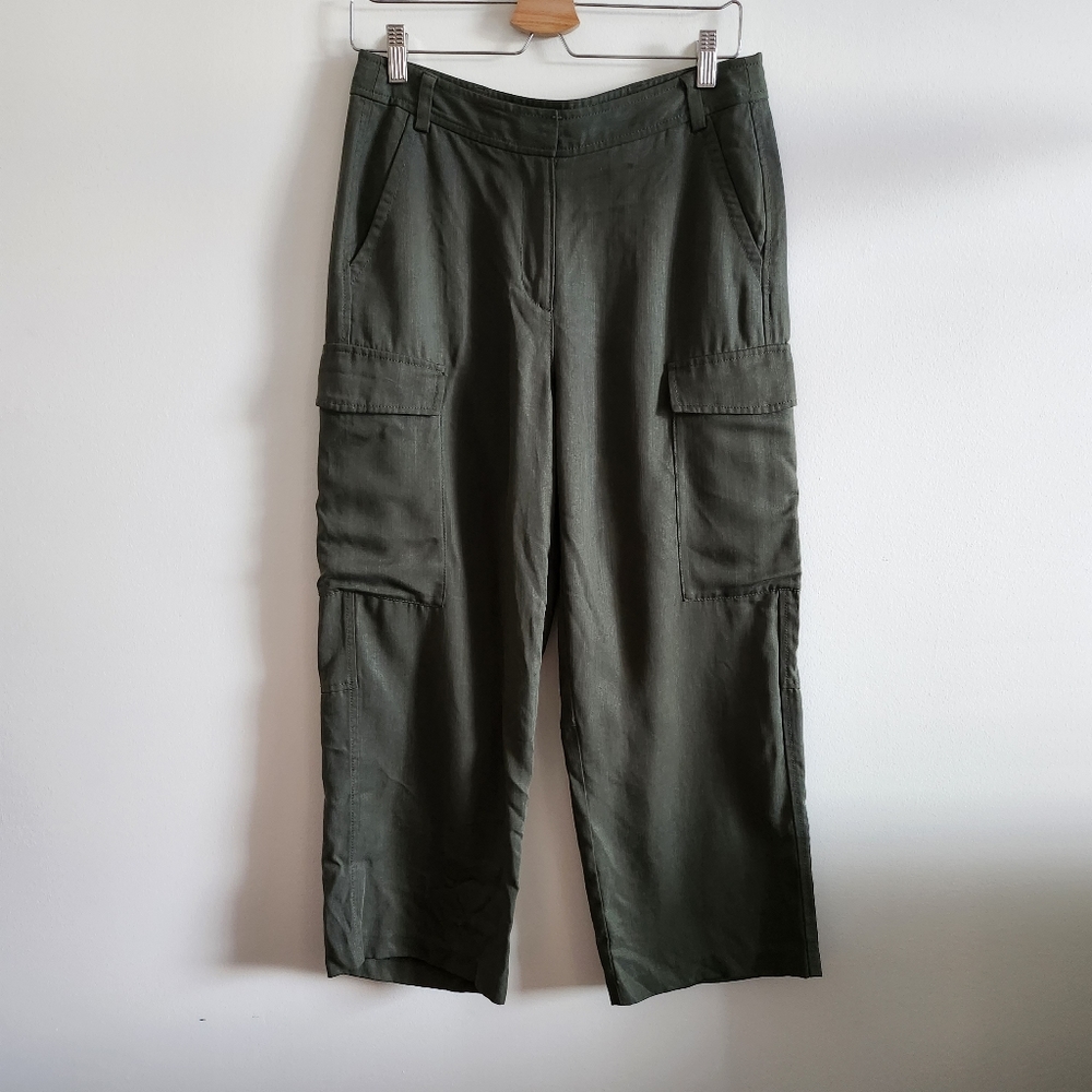 MICHAEL Michael Kors | 4 Cropped Wide Leg Cargo Pants | khaki green